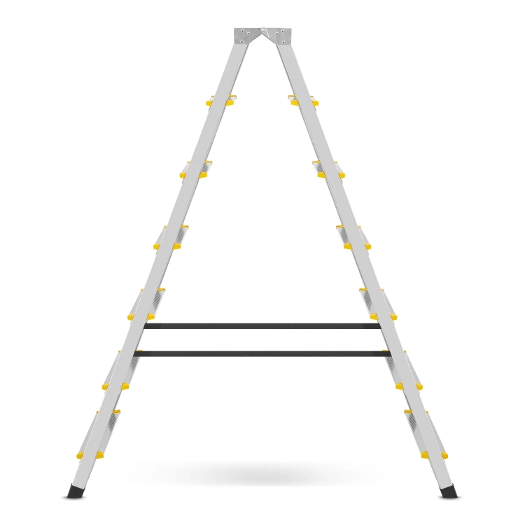 Drabina aluminiowa domowa dwustronna składana HIGHER 2x7 stopni taboret podnóżek schodek