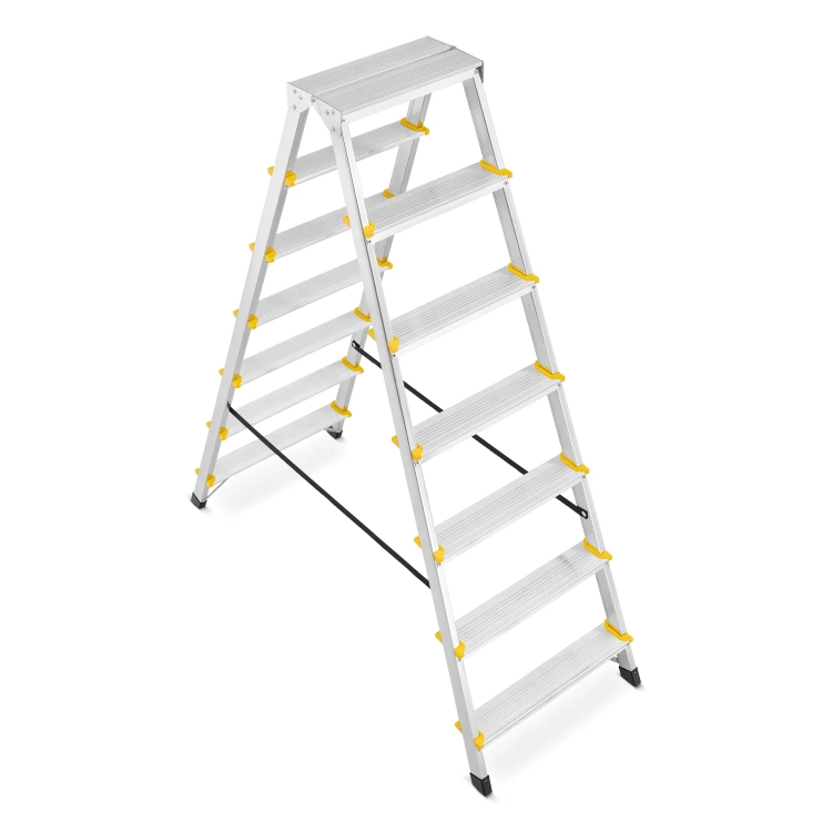 Drabina aluminiowa domowa dwustronna składana HIGHER 2x7 stopni taboret podnóżek schodek