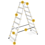 Drabina aluminiowa domowa dwustronna składana HIGHER 2x8 stopni taboret podnóżek schodek