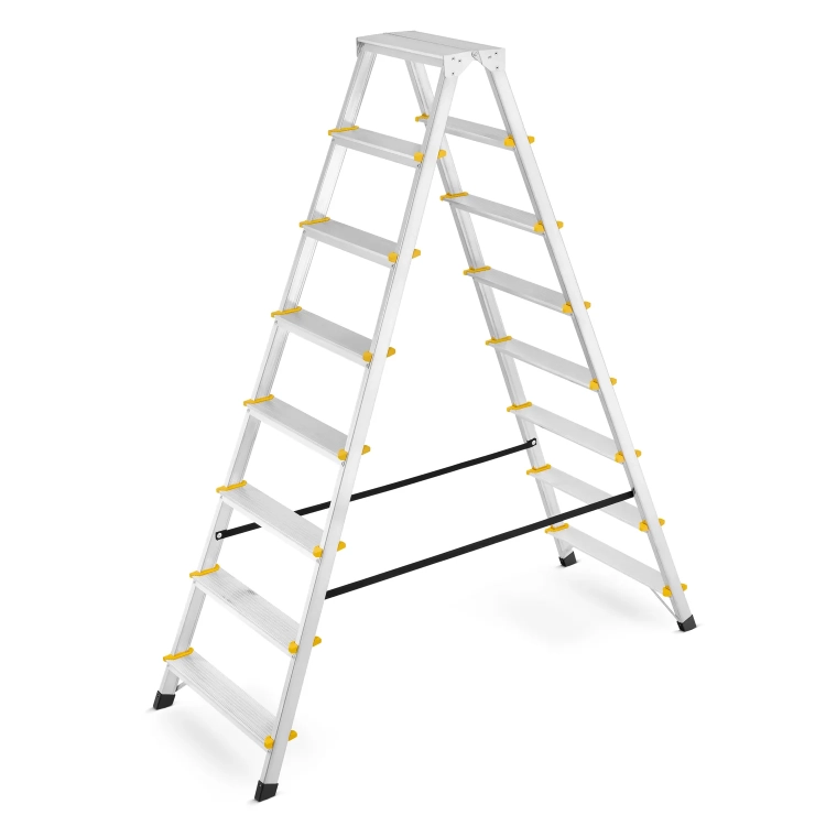 Drabina aluminiowa domowa dwustronna składana HIGHER 2x8 stopni taboret podnóżek schodek