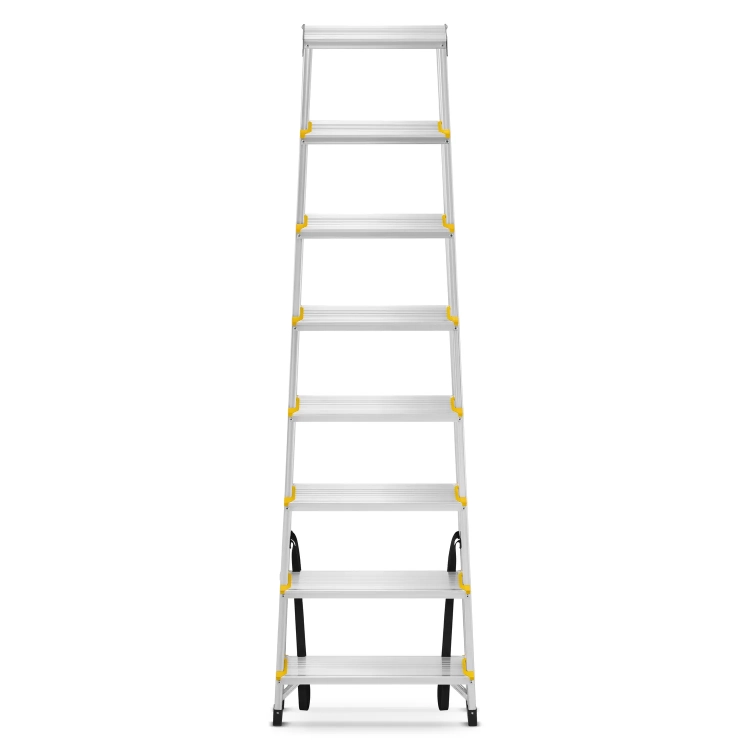 Drabina aluminiowa domowa dwustronna składana HIGHER 2x8 stopni taboret podnóżek schodek