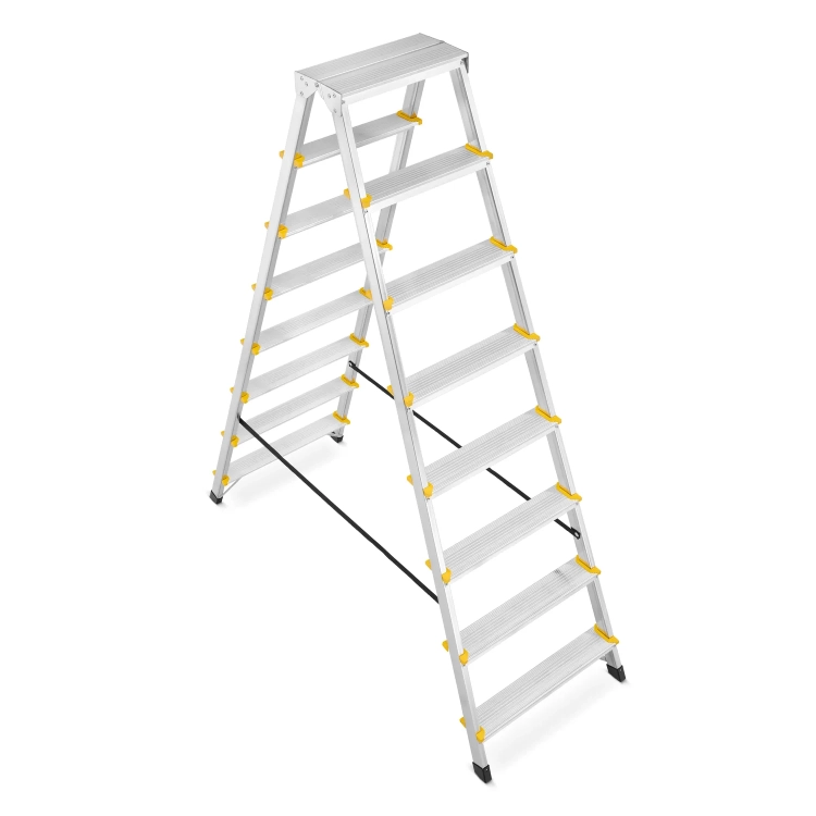Drabina aluminiowa domowa dwustronna składana HIGHER 2x8 stopni taboret podnóżek schodek