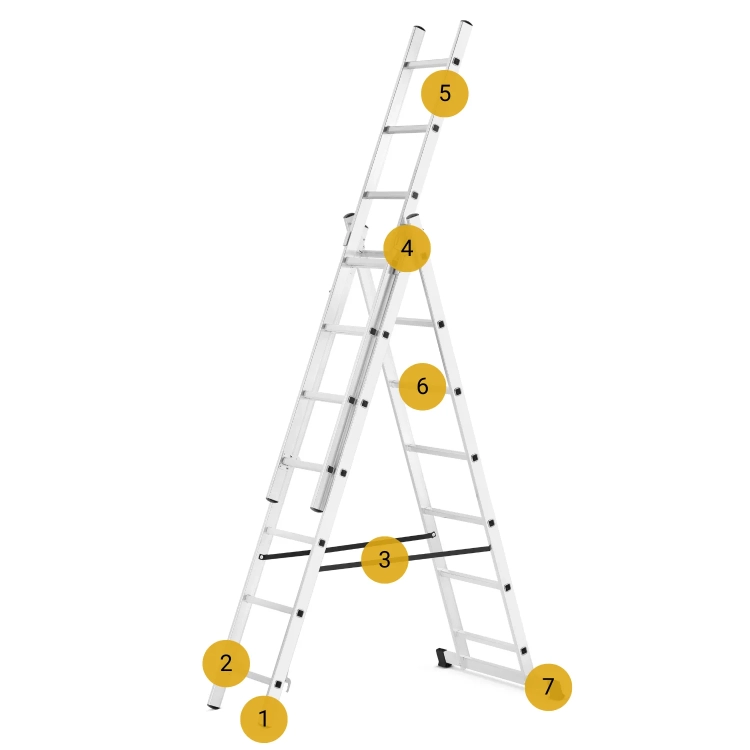 Drabina aluminiowa wielofunkcyjna uniwersalna z adaptacją na schody 3x7 HIGHER 150kg