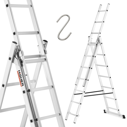 Drabina aluminiowa wielofunkcyjna uniwersalna z adaptacją na schody 3x7 HIGHER 150kg