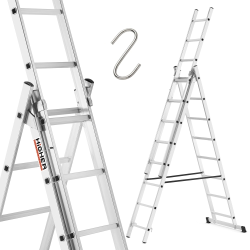 Drabina aluminiowa wielofunkcyjna uniwersalna z adaptacją na schody 3x8 HIGHER 150kg