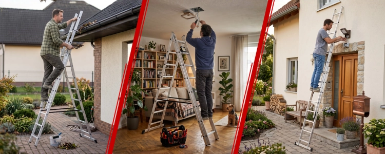Drabina aluminiowa wielofunkcyjna uniwersalna z adaptacją na schody 3x8 HIGHER 150kg