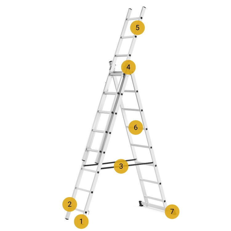 Drabina aluminiowa wielofunkcyjna uniwersalna z adaptacją na schody 3x8 HIGHER 150kg