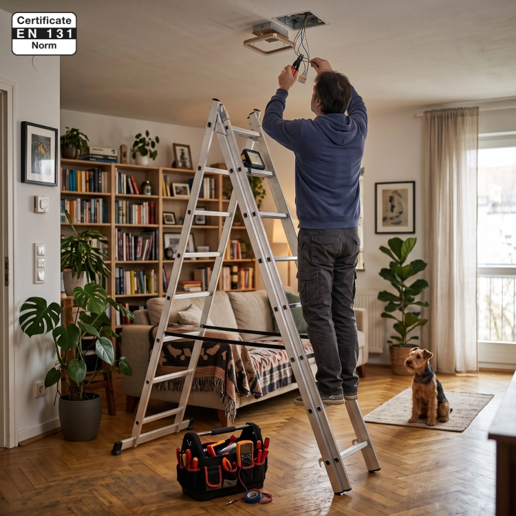 Drabina aluminiowa wielofunkcyjna uniwersalna z adaptacją na schody 3x8 HIGHER 150kg