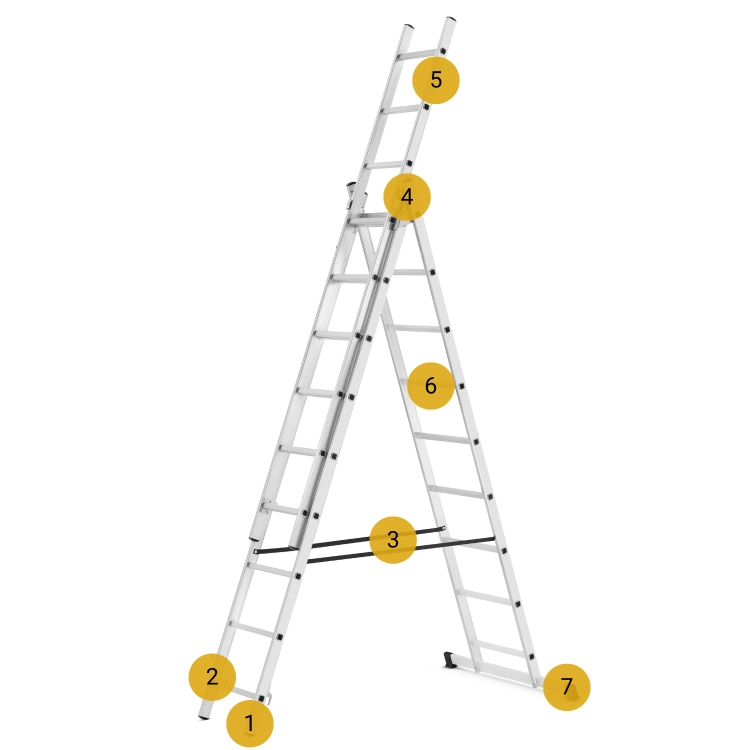 Drabina aluminiowa wielofunkcyjna uniwersalna z adaptacją na schody 3x9 HIGHER 150kg