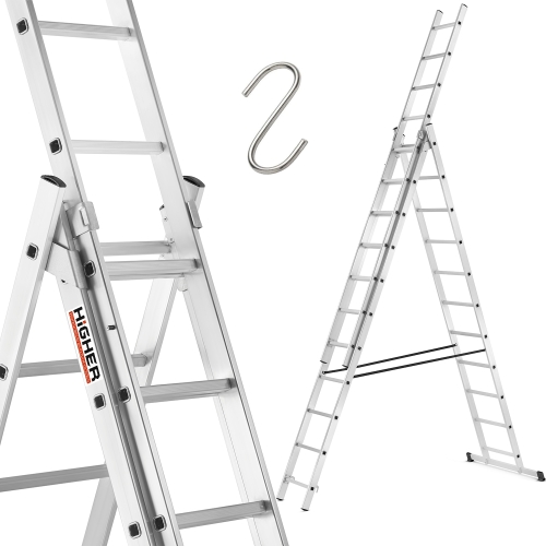 Drabina aluminiowa wielofunkcyjna uniwersalna z adaptacją na schody 3x11 HIGHER 150kg