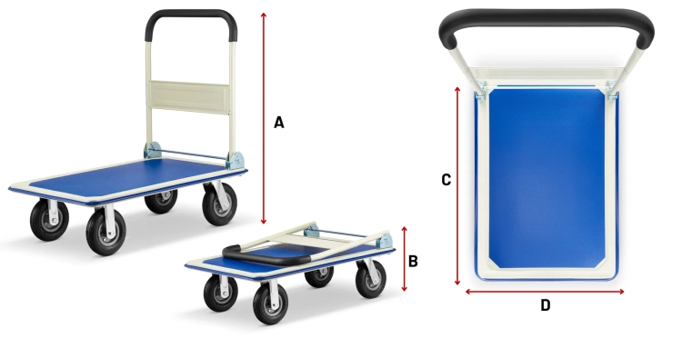 Wózek platformowy transportowy magazynowy 150 kg HIGHER koła pneumatyczne