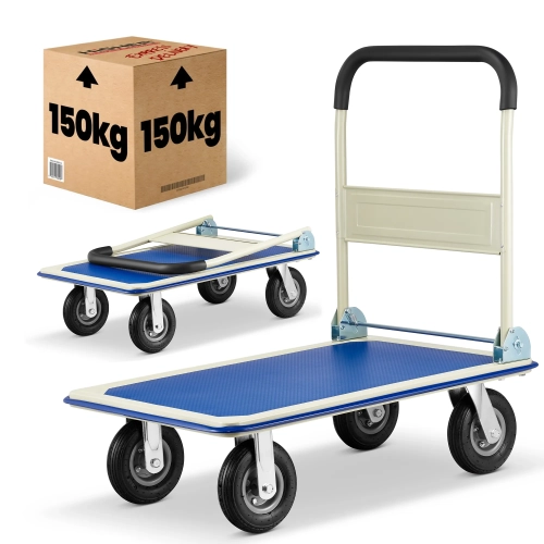 Wózek platformowy transportowy magazynowy 150 kg HIGHER koła pneumatyczne