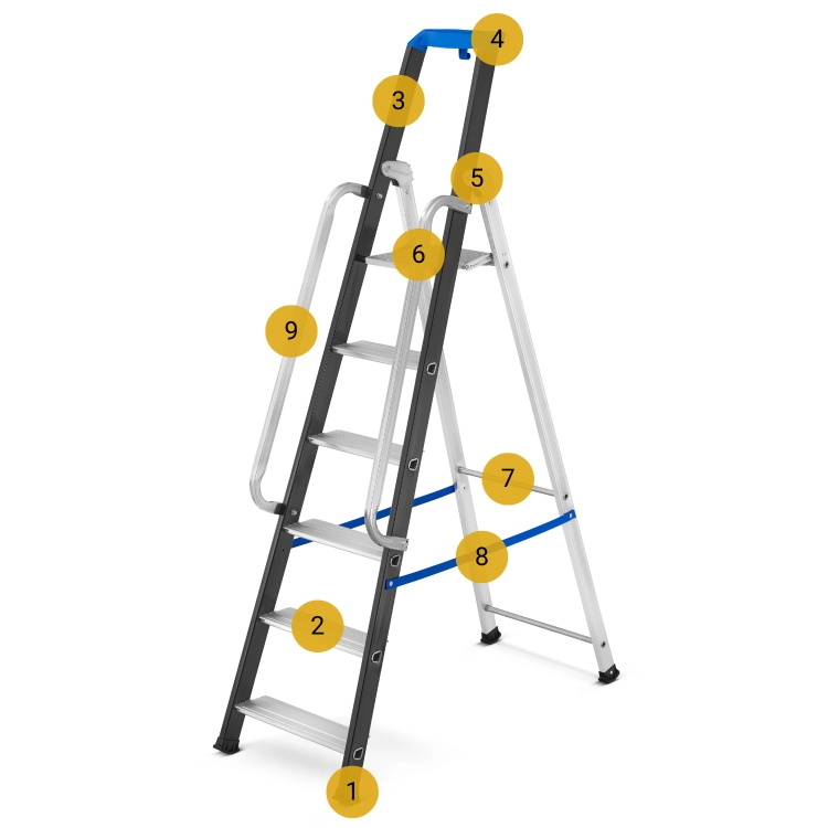 Drabina aluminiowa jednostronna GIERRE 6 stopni podest 150 kg 3,35 m
