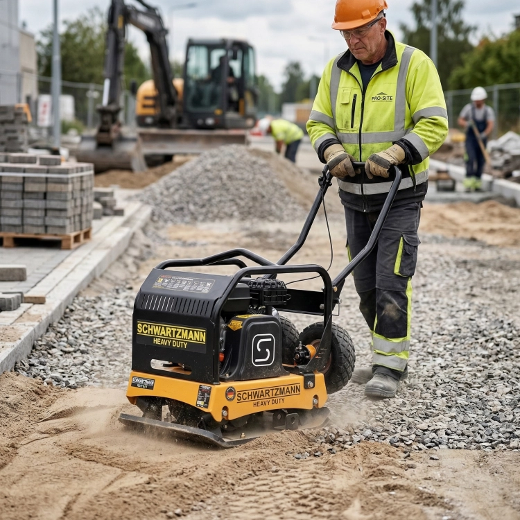 Zagęszczarka płytowa gruntu SCHWARTZMANN ubijak ZG170HD 160 kg 37 000 N LONCIN 16 KM