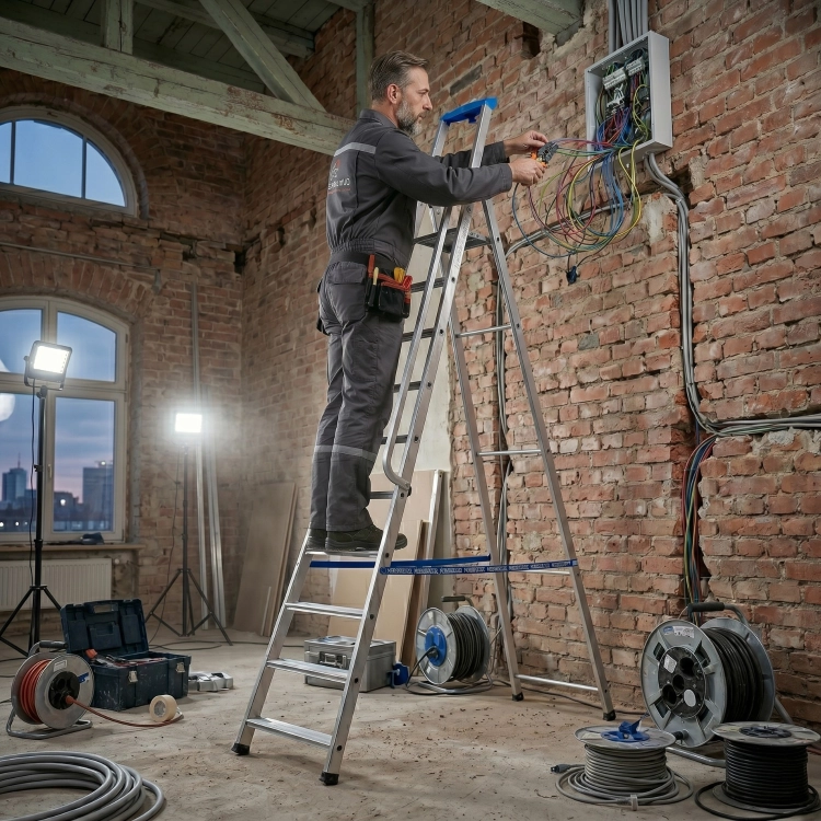Drabina aluminiowa jednostronna GIERRE 10 stopni podest 150 kg 4,32 m
