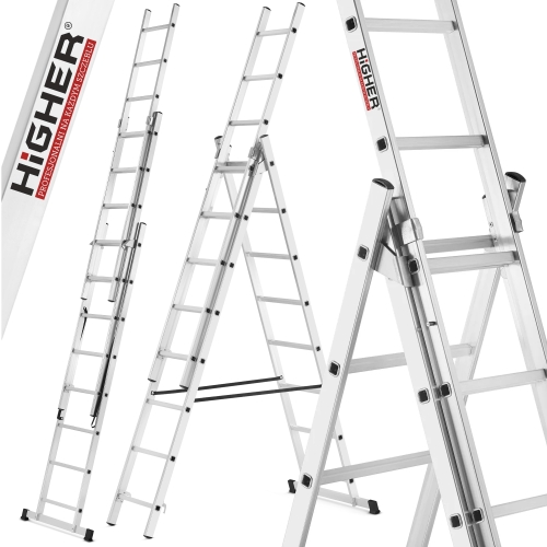 Drabina aluminiowa wielofunkcyjna uniwersalna z adaptacją na schody 3x8 HIGHER 150kg