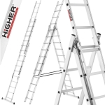 Drabina aluminiowa wielofunkcyjna uniwersalna z adaptacją na schody 3x11 HIGHER 150kg