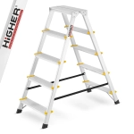 Drabina aluminiowa domowa dwustronna składana HIGHER 2x5 stopni taboret podnóżek schodek