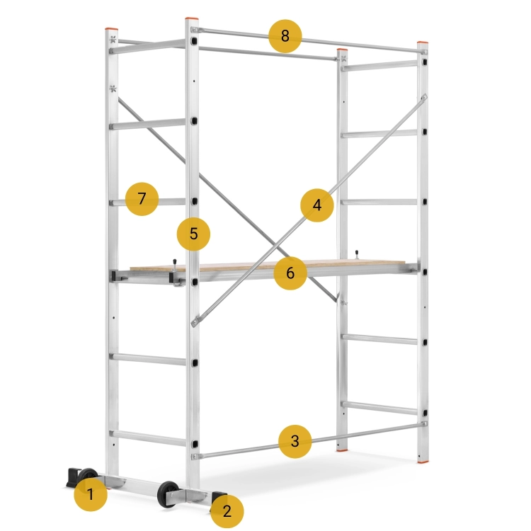 Rusztowanie aluminiowe jezdne przejezdne GIERRE Easy 100 G-FA100EY 2,86 m modułowe