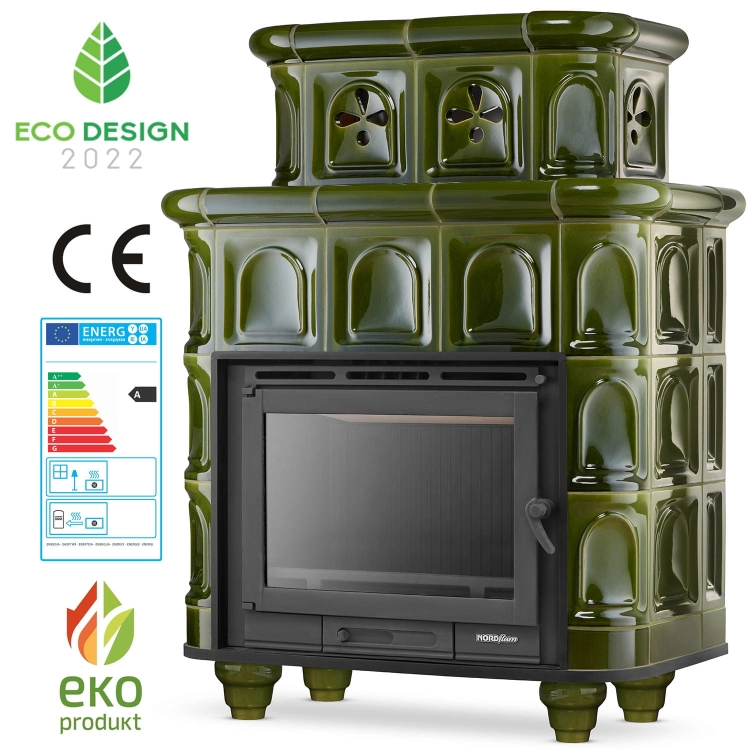 Piec kominek piecyk koza kaflowy ceramiczny obudowa kominkowa SALZBURG kolor zielony