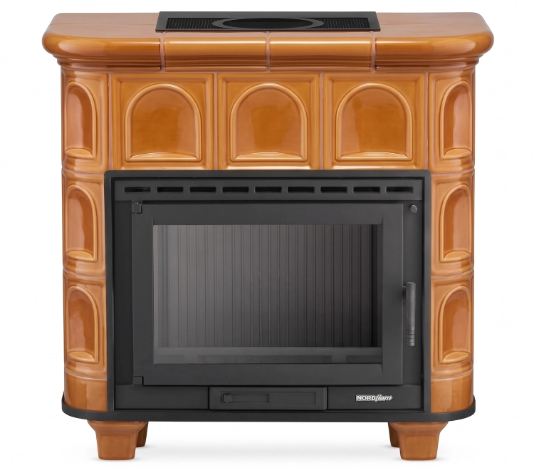 Piec kominek koza kaflowy ceramiczny Florencja Honey wkład Ferguss FGS-LUX18