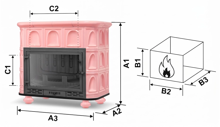 Piec kominek koza kaflowy ceramiczny Florencja Barbie Pink różowy z płaszczem wodnym kocioł CO