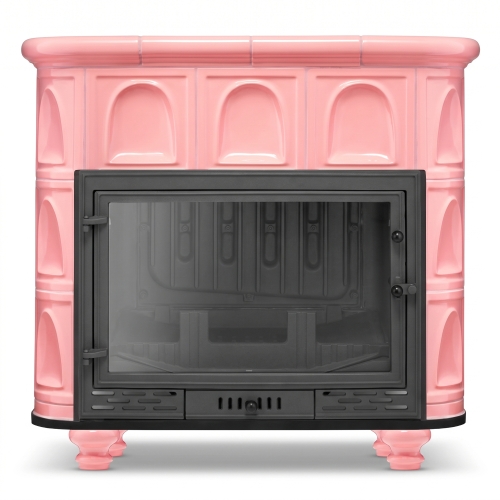 Piec kominek koza kaflowy ceramiczny Florencja Barbie Pink różowy z płaszczem wodnym kocioł CO