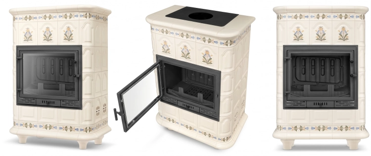 Piec kominek piecyk koza kaflowy ceramiczny LINZ z płaszczem wodnym wkład FERGUSS FGS-LUX20 16,2 kW