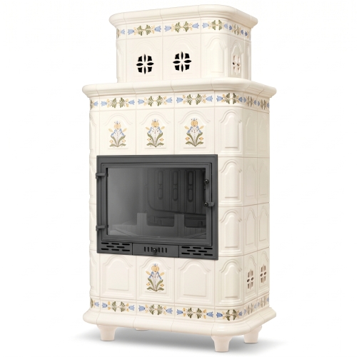 Piec kominek piecyk koza kaflowy ceramiczny INSBRUCK z płaszczem wodnym wkład FERGUSS FGS-LUX20 16,2 kW