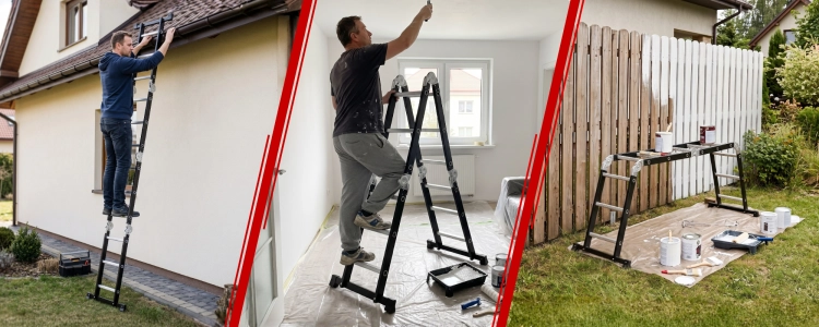Drabina aluminiowa stalowa przegubowa składana wielofunkcyjna rozkładana 4x3 HIGHER Black