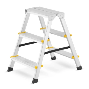 Drabina aluminiowa domowa dwustronna składana HIGHER 2x3 stopnie taboret podnóżek schodek