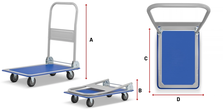Wózek platformowy transportowy magazynowy 150 kg HIGHER koła pełne