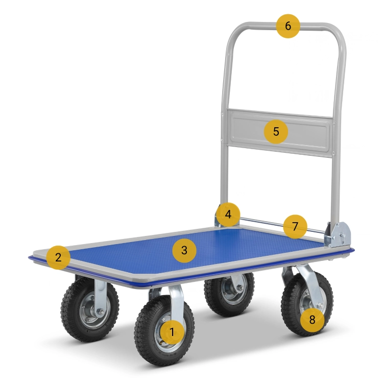 Wózek platformowy transportowy magazynowy 300 kg HIGHER koła pneumatyczne