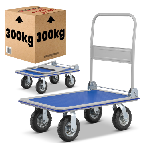 Wózek platformowy transportowy magazynowy 300 kg HIGHER koła pneumatyczne
