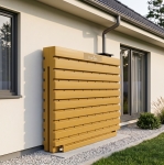 Ścienny zbiornik na deszczówkę wodę 1000 L płaski modułowy naziemny Rainwater Wall HARVES żółty
