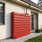 Ścienny zbiornik na deszczówkę wodę 1000 L płaski modułowy naziemny Rainwater Wall HARVES kolor czerwony