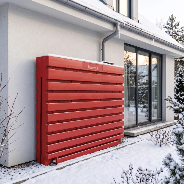 Ścienny zbiornik na deszczówkę wodę 1000 L płaski modułowy naziemny Rainwater Wall HARVES kolor czerwony