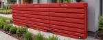 Ścienny zbiornik na deszczówkę wodę 1000 L płaski modułowy naziemny Rainwater Wall HARVES kolor czerwony