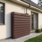 Ścienny zbiornik na deszczówkę wodę 1000 L płaski modułowy naziemny Rainwater Wall HARVES kolor brązowy