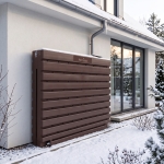 Ścienny zbiornik na deszczówkę wodę 1000 L płaski modułowy naziemny Rainwater Wall HARVES kolor brązowy