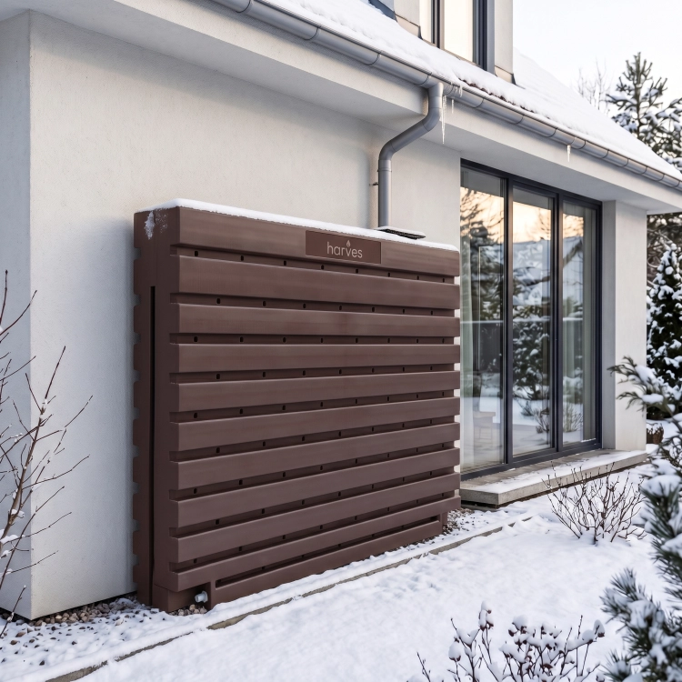 Ścienny zbiornik na deszczówkę wodę 1000 L płaski modułowy naziemny Rainwater Wall HARVES kolor brązowy
