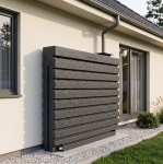 Ścienny zbiornik na deszczówkę wodę 1000 L płaski modułowy naziemny Rainwater Wall HARVES kolor ciemny szary terracota