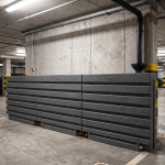 Ścienny zbiornik na deszczówkę wodę 1000 L płaski modułowy naziemny Rainwater Wall HARVES kolor ciemny szary terracota