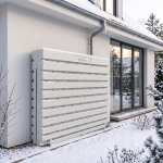 Ścienny zbiornik na deszczówkę wodę 1000 L płaski modułowy naziemny Rainwater Wall HARVES kolor jasny szary terracota