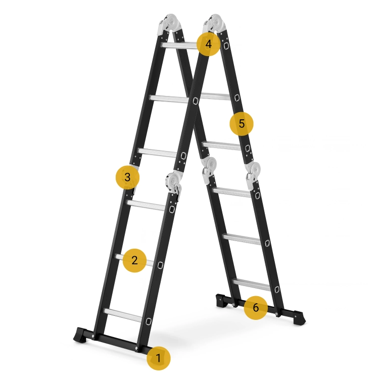 Drabina aluminiowa stalowa przegubowa składana wielofunkcyjna rozkładana 4x3 HIGHER Black