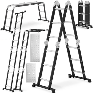 Drabina aluminiowa stalowa przegubowa składana wielofunkcyjna rozkładana 4x3 HIGHER Black