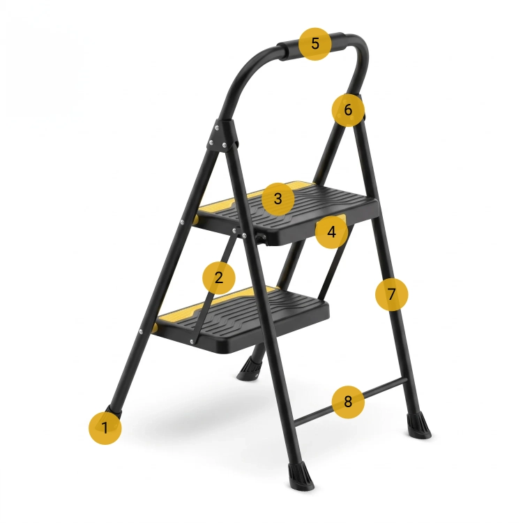 Drabina domowa składana schodki domowe 2 stopnie HIGHER 150 kg