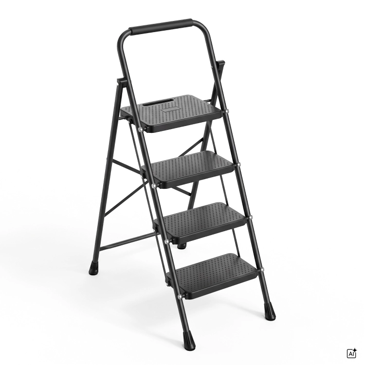 Drabina domowa stalowa składana schodki domowe 4 stopnie HIGHER 150 kg