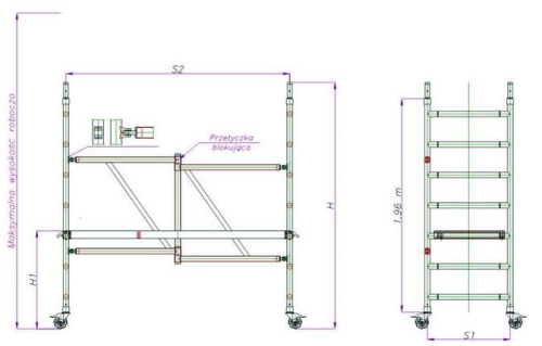 Rusztowanie przejezdne aluminiowa DRABEX RS1100