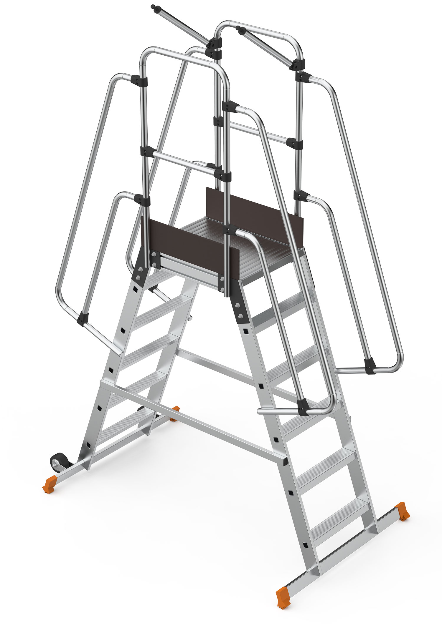 Schody magazynowe dwustronne 5 stopni + podest mostek z wejściem dwustronnym  